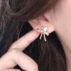 Faux Pearl Heart Earring 1 Pair - Ac1217 - Bow - Gold - One Size
