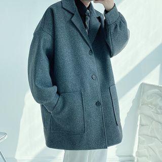 Drop-shoulder Plain Coat