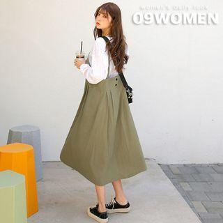 Plus Size Pleated Linen Blend Jumper Dress