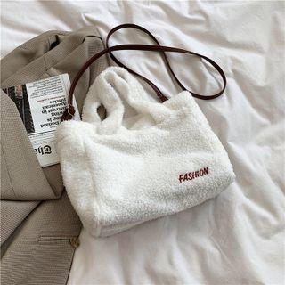 Letter Embroidered Fluffy Crossbody Bag