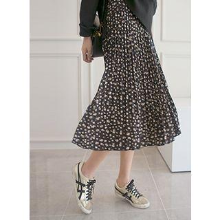 Band-waist Floral Pattern Maxi Skirt