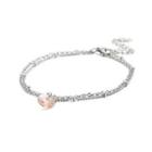 Simple And Fashion Geometric Champagne Color Cubic Zirconia 316l Stainless Steel Double-layer Bracelet Silver - One Size