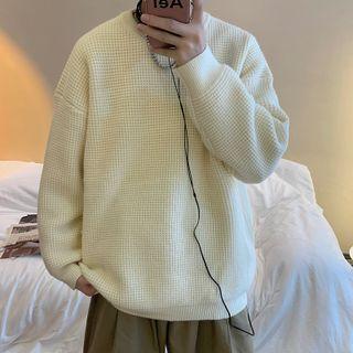 Round Neck Waffle Sweater