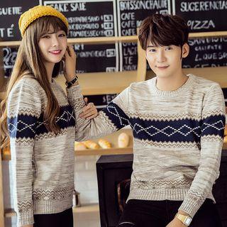 Couple Matching Patterned Panel Sweater