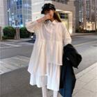 Irregular Long-sleeve Loose-fit Shirtdress