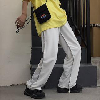 Couple Matching Contrast-stitching Wide-leg Pants