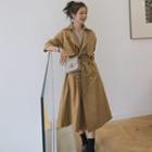 Double-breasted Tie-waist Midi Trench Coat
