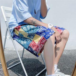 Paisley Print Color Block Shorts