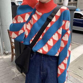 Heart Turtleneck Sweater As Shown In Figure - One Size