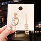 Non-matching Faux Pearl Drop Earring 1 Pair - E1409 - Gold - One Size
