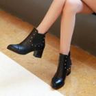Block Heel Studded Ankle Boots