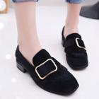 Buckled Faux-suede Low-heel Loafers