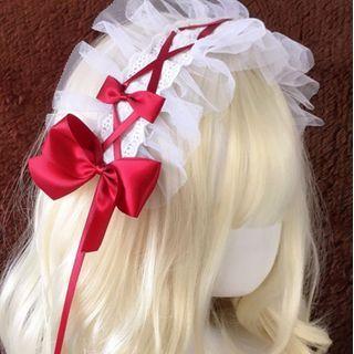 Ruffled Lace Bow Lolita Headpiece