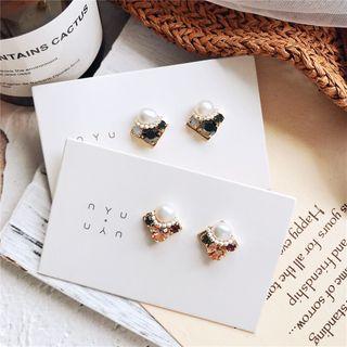 Faux Crystal Faux Pearl Earring