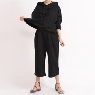Set: Hooded Dolman-sleeve Pullover + Sweatpants