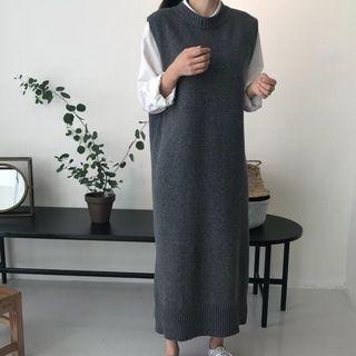 Sleeveless Split Hem Midi Knit Dress