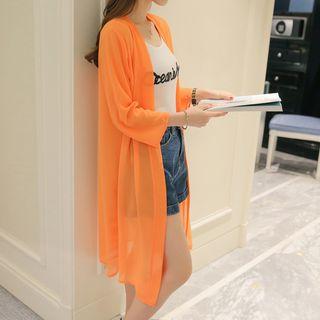 Open Front 3/4-sleeve Long Light Jacket
