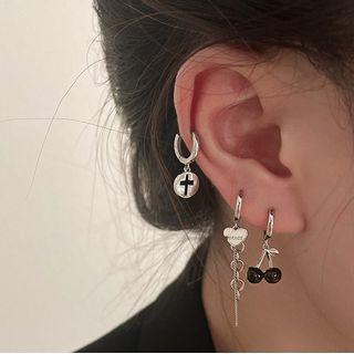 Set: Cherry / Heart / Cross Alloy Cuff Earring