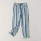 Contrast Trim Loose-fit Baggy Jeans