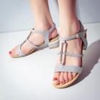 Faux-leather Glitter Flat Sandals
