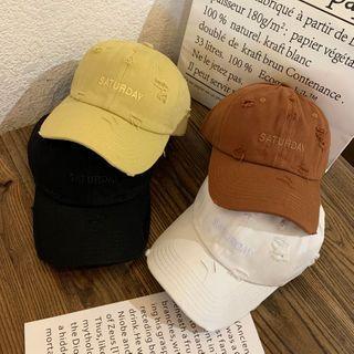 Distressed Lettering Print Baseball Cap
