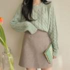 Cable-knit Sweater / Mini A-line Skirt / Set
