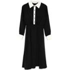 Color Block Long-sleeve A-line Shirt Dress