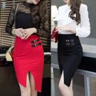 Buckled Slit Asymmetric Skirt