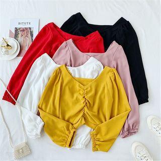 Shirred Cropped Blouse