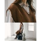 V-neck Boxy Knit Vest Dress