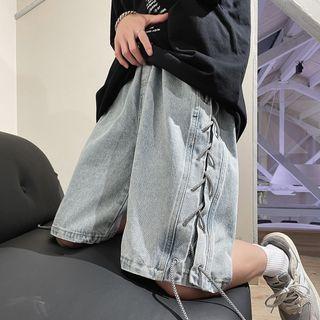 Lace-up Denim Loose Fit Shorts