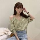Puff-sleeve Plaid Shirt / Shorts