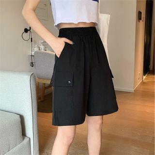Plain Cargo Shorts Black - One Size