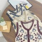 Floral Embroidered Crochet Button-up Vest