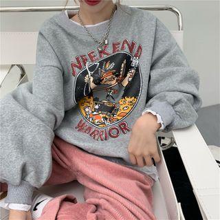 Mock Two-piece Print Loose-fit Sweatshirt