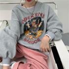 Mock Two-piece Print Loose-fit Sweatshirt