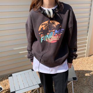 Lettering Sweatshirt Black Gray - One Size