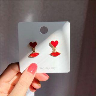 Alloy Heart & Lips Dangle Earring 1 Pair - Red - One Size