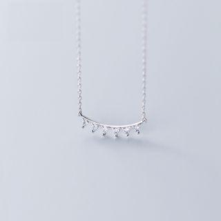 Rhinestone Pendant Sterling Silver Necklace Necklace - S925 Silver - Silver - One Size