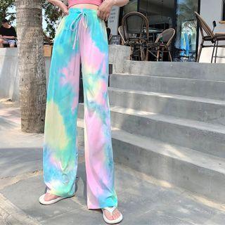 High-waist Tie-dye Wide-leg Pants