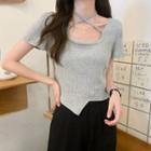 Short-sleeve Cross Neck Top