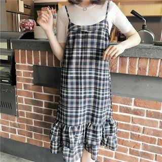 Sleeveless Plaid A-line Midi Dress