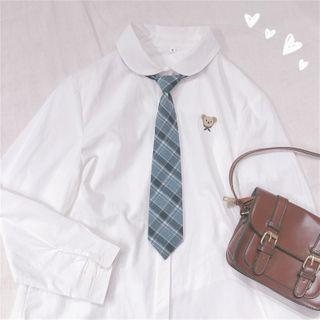Bear Embroidered Shirt White - One Size