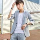 Set: Striped 3/4-sleeve Blazer + Dress Pants