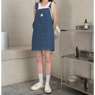 Embroidered Mini A-line Jumper Dress