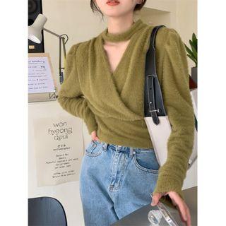 Choker-neck Cropped Sweater