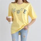 Beaded Lettering-patch T-shirt