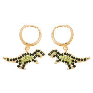Rhinestone Dinosaur Dangle Earring 1 Pair - As Shown In Figure - One Size
