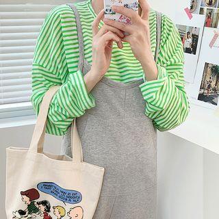 Vivid-color Striped Oversized T-shirt