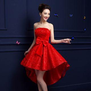 Off Shoulder Bow Accent Cocktail Dress